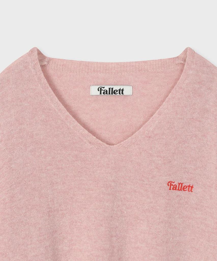 FALLETT Small Story Logo V-Neck Knit Pink