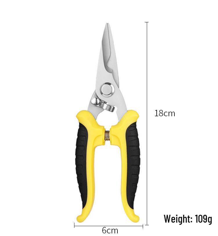 Multi-Functional Stainless Steel Electrician Shears for Cutting Wire, Iron, and Aluminum.