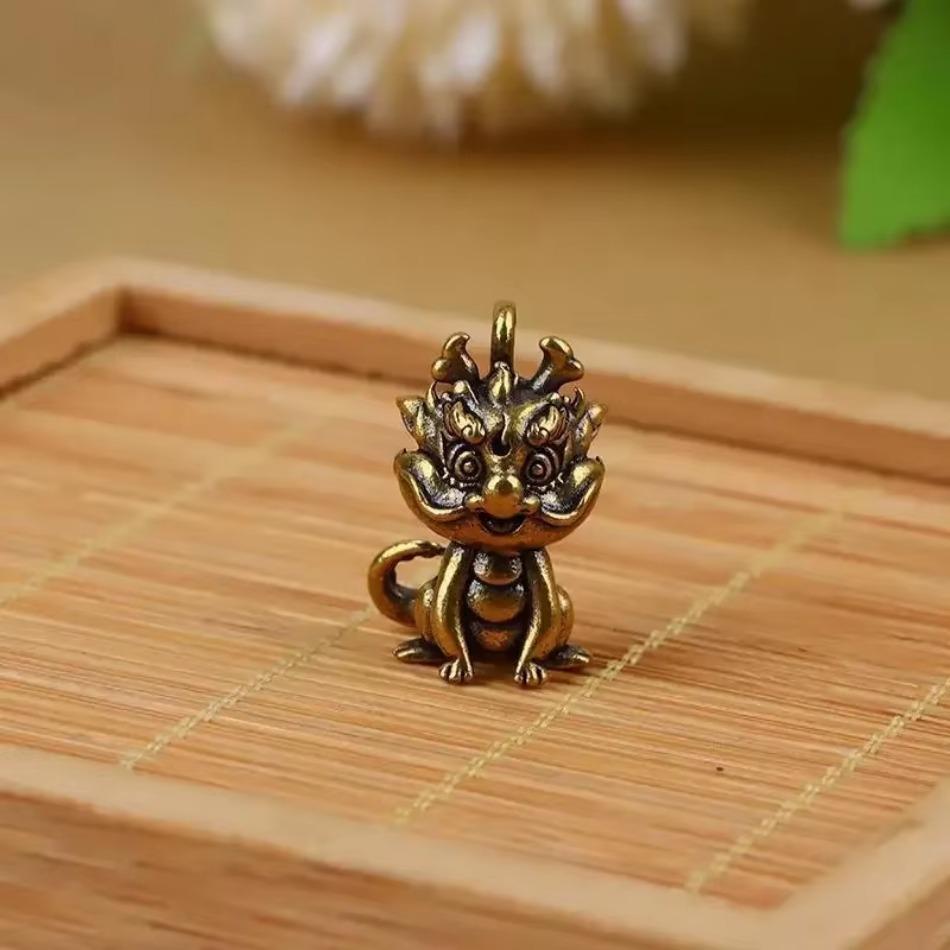 1 Pcs Creative New Brass Little Fire Dragon Statue Sitting & Standing Design Mini Craft Ornament Home Desktop Decor Accessories