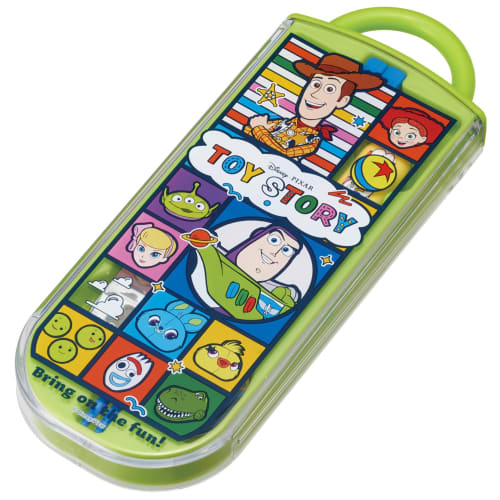 Skater Children's Lunch Box Trio Set Chopsticks Spoon Fork Kids Cutlery Antibacterial Treatment Easy to Open Sliding Type Made in Japan Disney Toy Sto