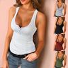 Summer Off Shoulder Casual V-neck Button Up Shirts Solid Color Tops 5 Colors Available