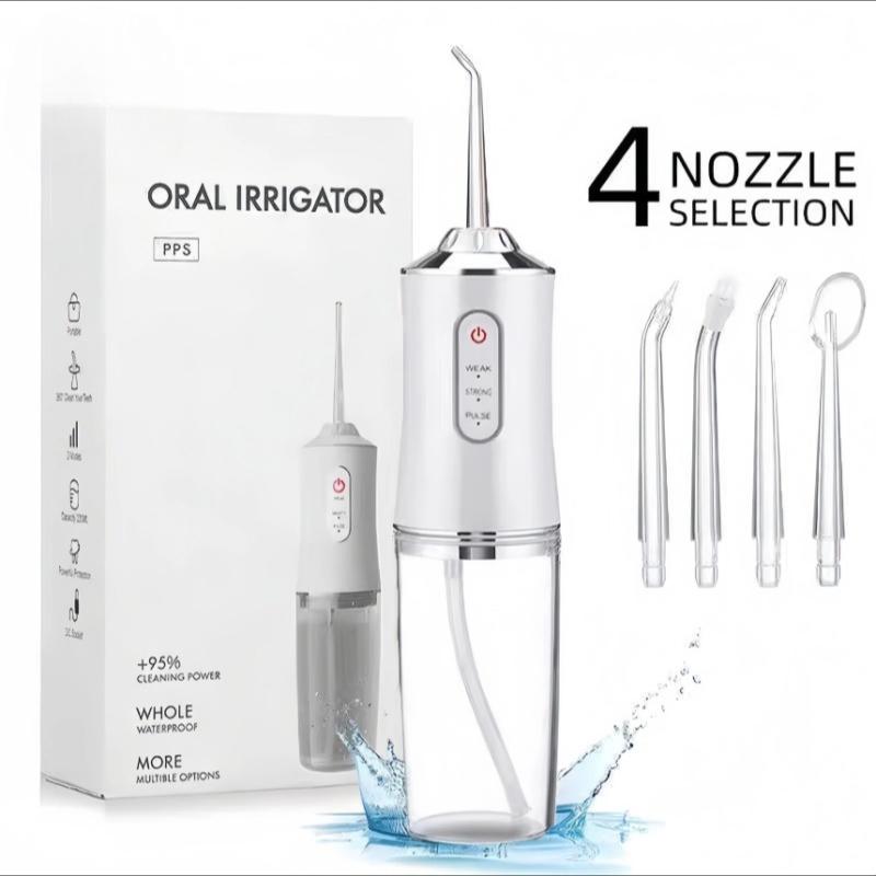 Electric 3 Mode Water Flosser Portable Mouthwash Rechargeable Toothbrush 4 Nozzles 240ml Large Water Tank IPX7 Waterproof Gifts