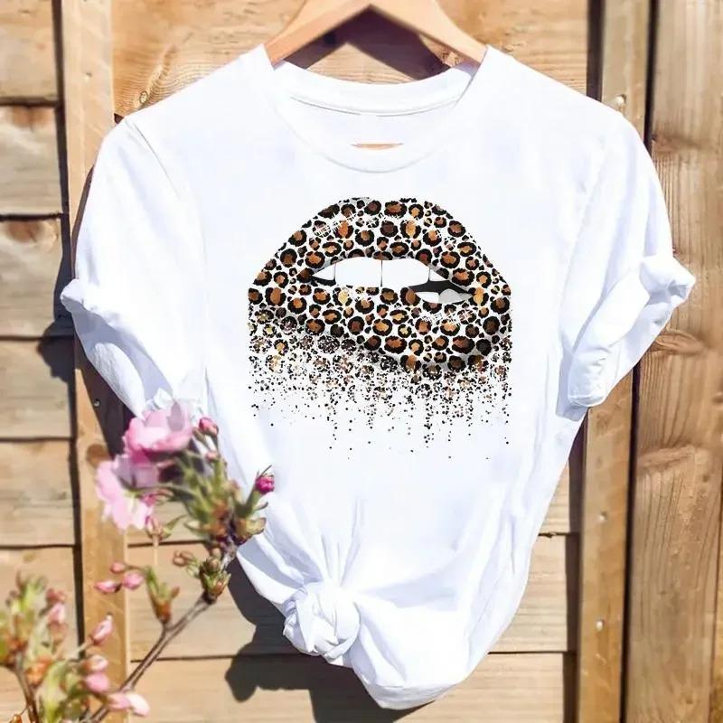 

Women Leopard Love Heart Print Tshirts Fashion Graphic T Top Short Sleeve 90s Cute Spring Summer Shirt FeUnisex Tee TShirt 4XL