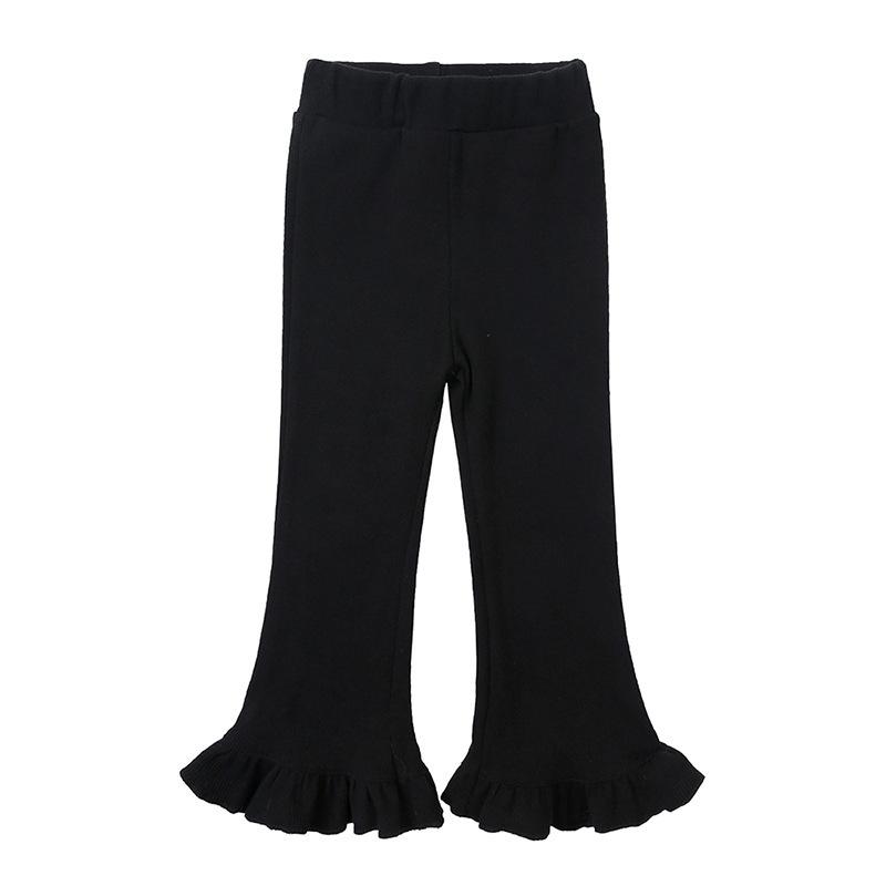 Girls Spring Autumn Stretch Cotton Ribbed Flare Pants Retro Versatile Bottoms