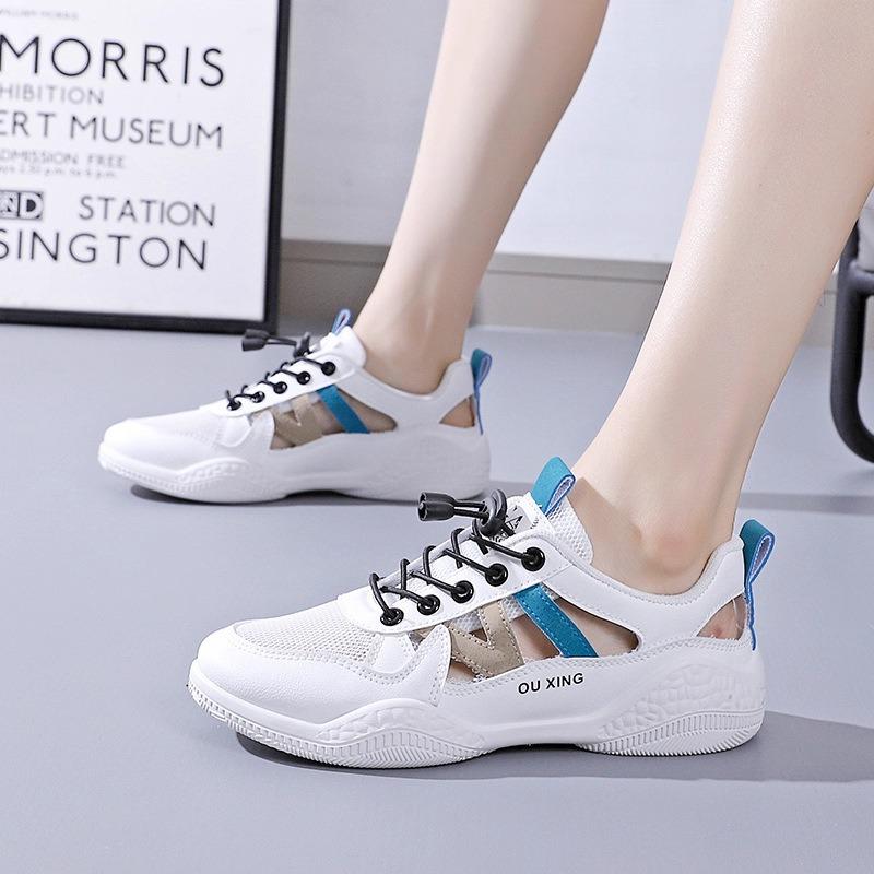 Kleine weiße Schuhe Damen neu Sommer hohl atmungsaktiv Sport- und Freizeitschuhe Bergsteigen Tourismus Höhlensandalen Damen