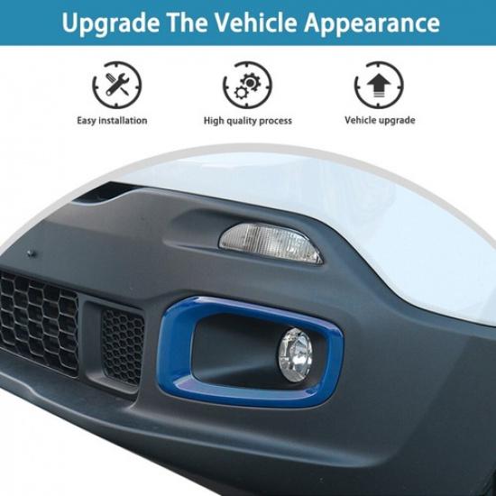 Front Fog Light Lamp Frame Decor Trim For Jeep Renegade 2016-2017 2018 Blue ABS