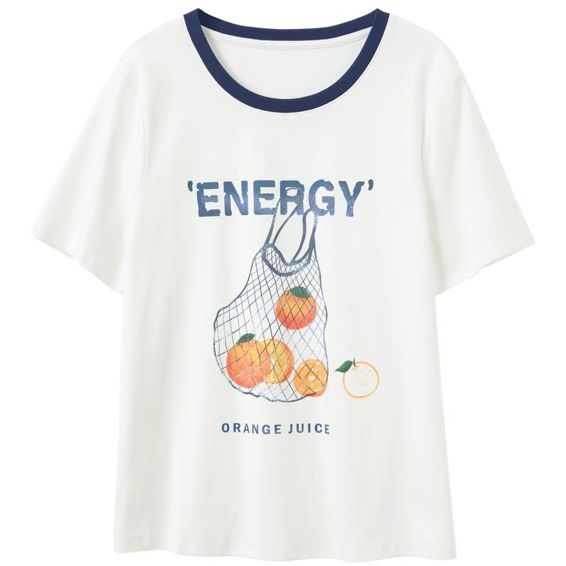 Sancai Plus Size Women s Orange Print Short Sleeve T-Shirt XL