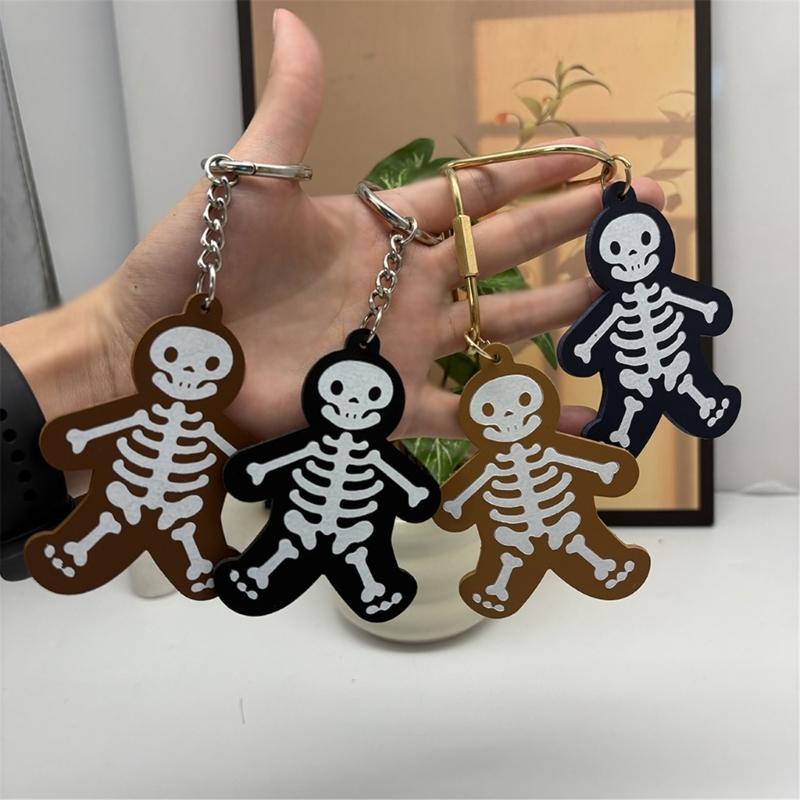 Practical Leather Keychain Feature Gothic Skeleton Charm For Year Round Style And Special Occasion Accessorizing