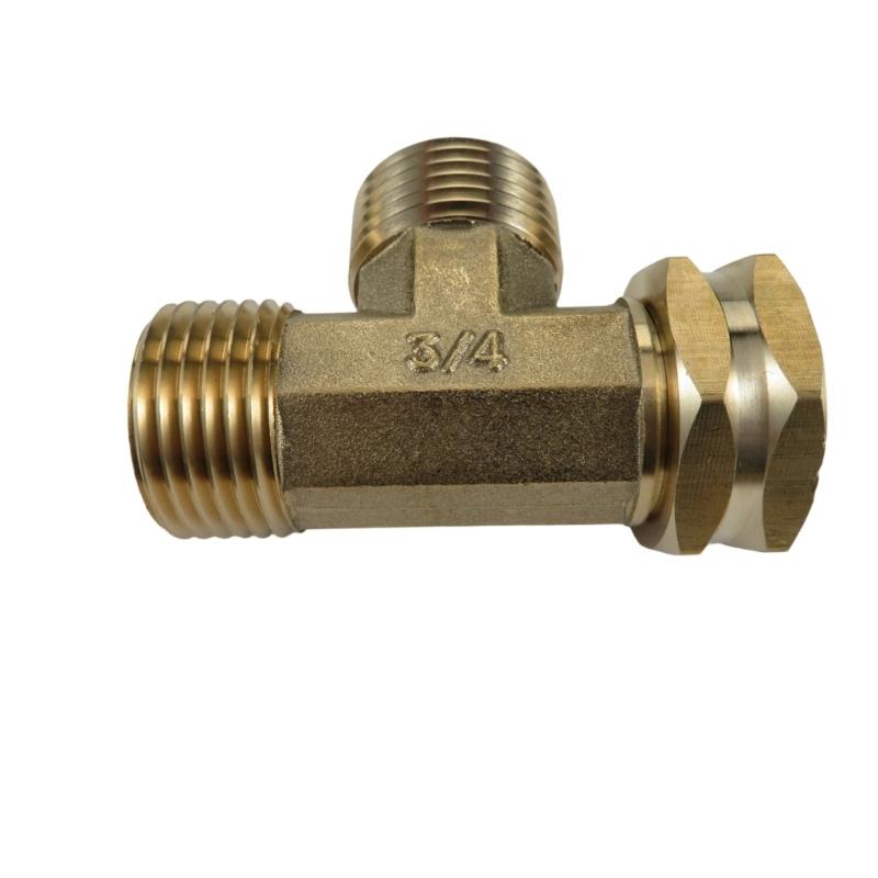 Corrosion Resistant T Type Hose Adapter 3/4Inch GHT Thread Brass Plumbing Joint Swivel Pipe Fitting Tees Easy to Install