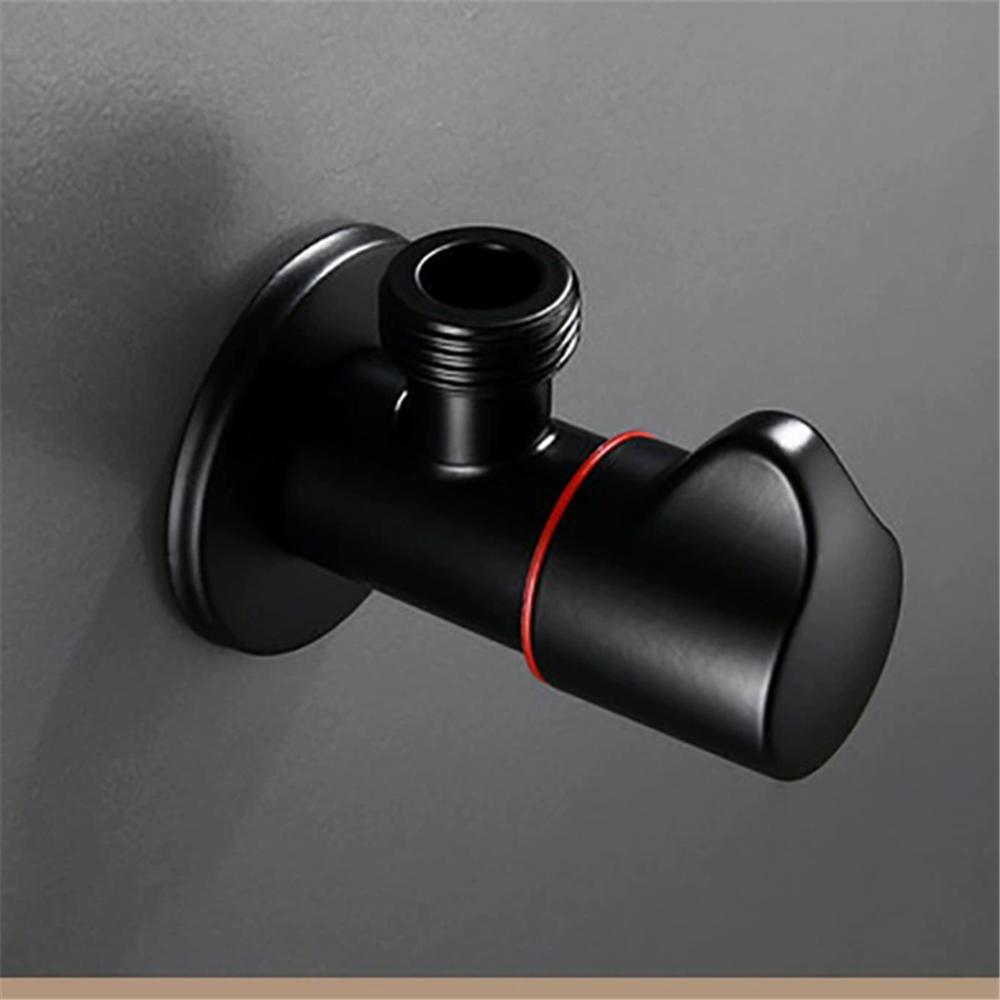 Tuqiu Brass Angle Valve Water Control Valve Black Corner Valve Bathroom Tap Water Valve 1/2*1/2 Brass Black Angle valves