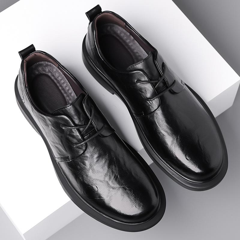 Fashion Men's Business Formal Platform Lace-up Commuter Shoes British Suit Groom's Wedding Shoes Spring Autumn Leather Loafers Man