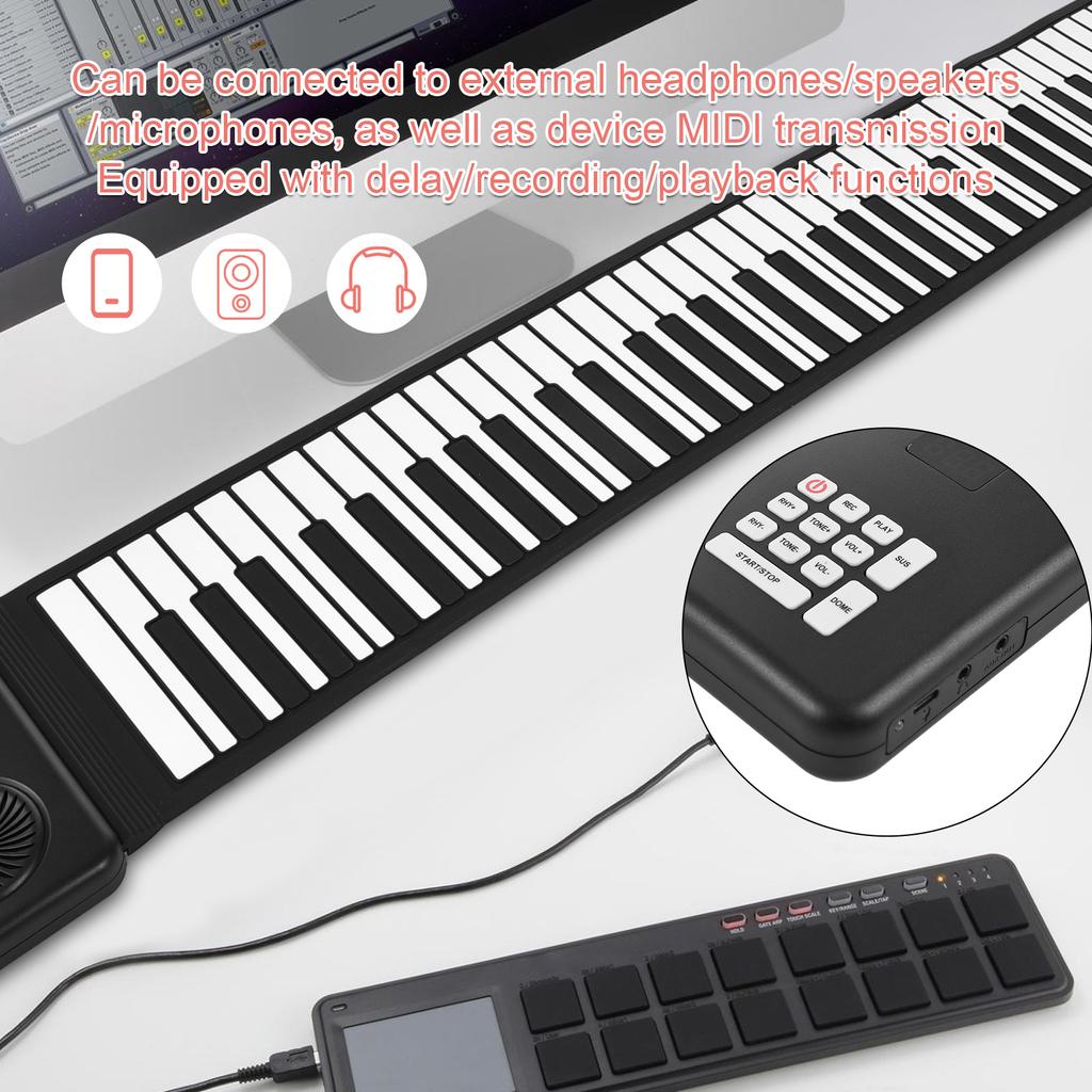 88 Key Portable Piano Handroll Electronic Piano Environmental Silicone Foldable Piano Home Practice Professional Electronic Pian