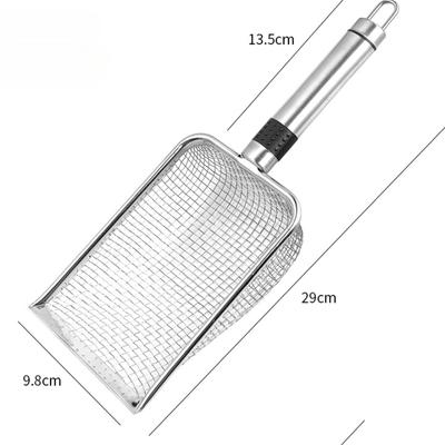Dog Cat Clean Feces Supplies Stainless Steel Shovel Cat Litter Scoop Reduces Dust Metal Long Handle Scoop Pet Cleanning Tools