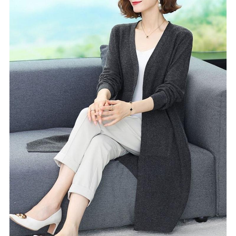 Spring and Autumn Loose Large Size Sweater Outerwear Sweater Coat Women's Knitted Cardigan Women's Long Style