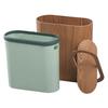 Wooden Oval Waste Bins Creativity with Lid Storage Small Cleaning Trash for Office Household