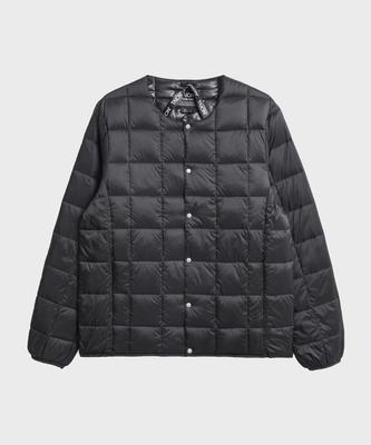 Taion Crew Neck Button-Down Lightweight Padded Jacket Black