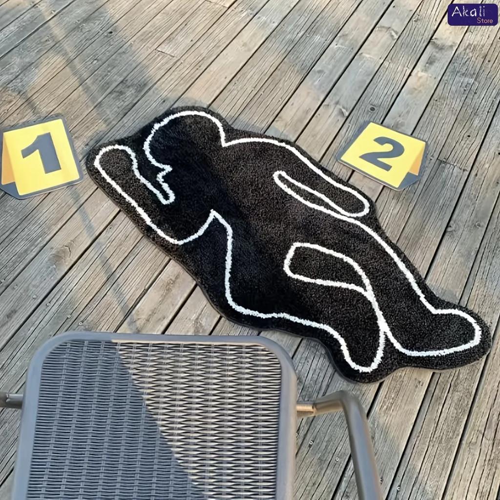 Black Creative Humanoid Area Rug Bathroom Non-slip Floor Mat Exquisite Bedside Cushions Bedroom Living Room Decoration