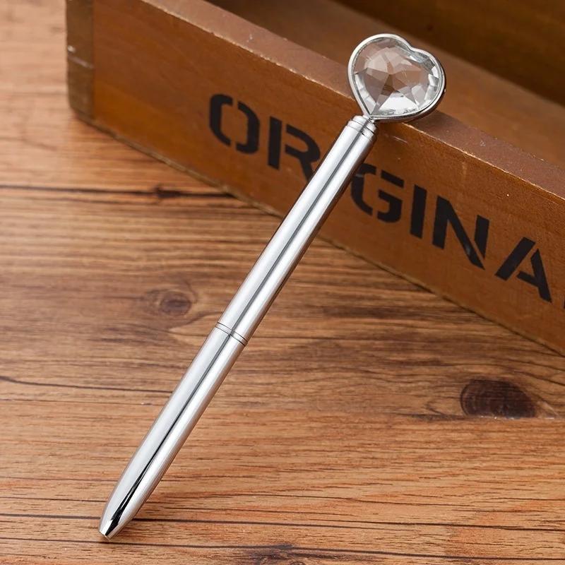 Kawaii Crystal Ballpoint Pen Fashion Girl Heart Shape Large Diamond Metal