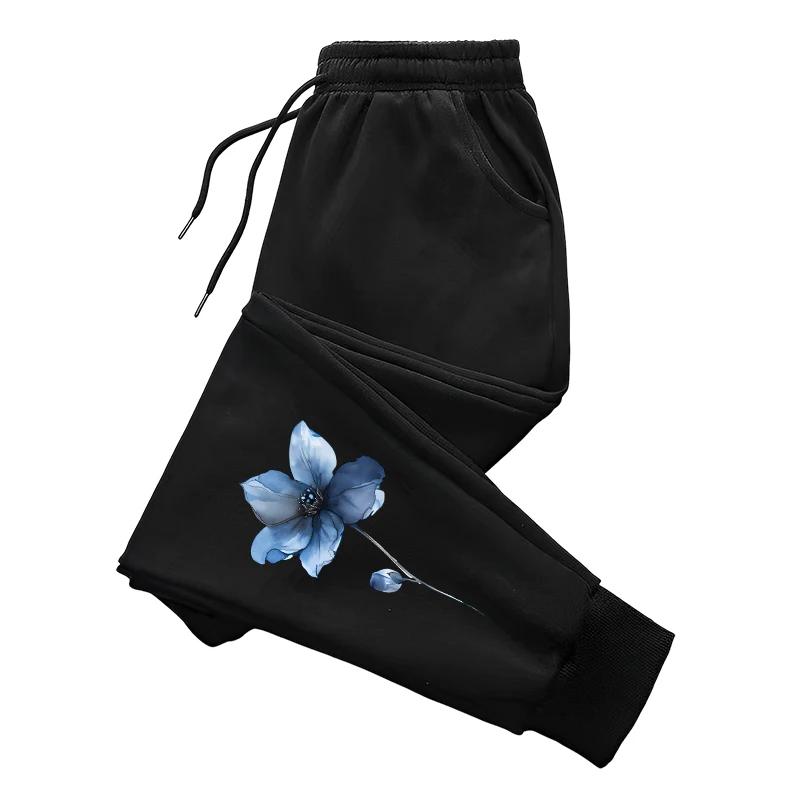 Women's Flower Print Sweatpants All Season Daily Casual Sport Jogger Pants Female Outdoor Comfort Breathable Loose Trousers