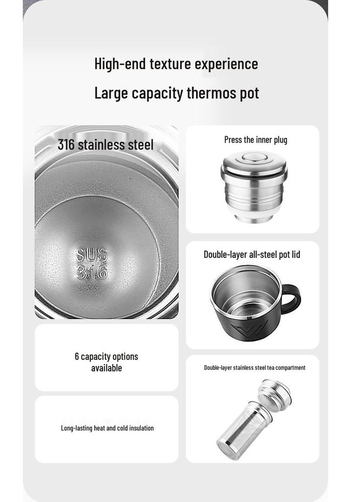 Stainless Steel 316 Insulated Travel Water Bottle Kettle with Press-Top