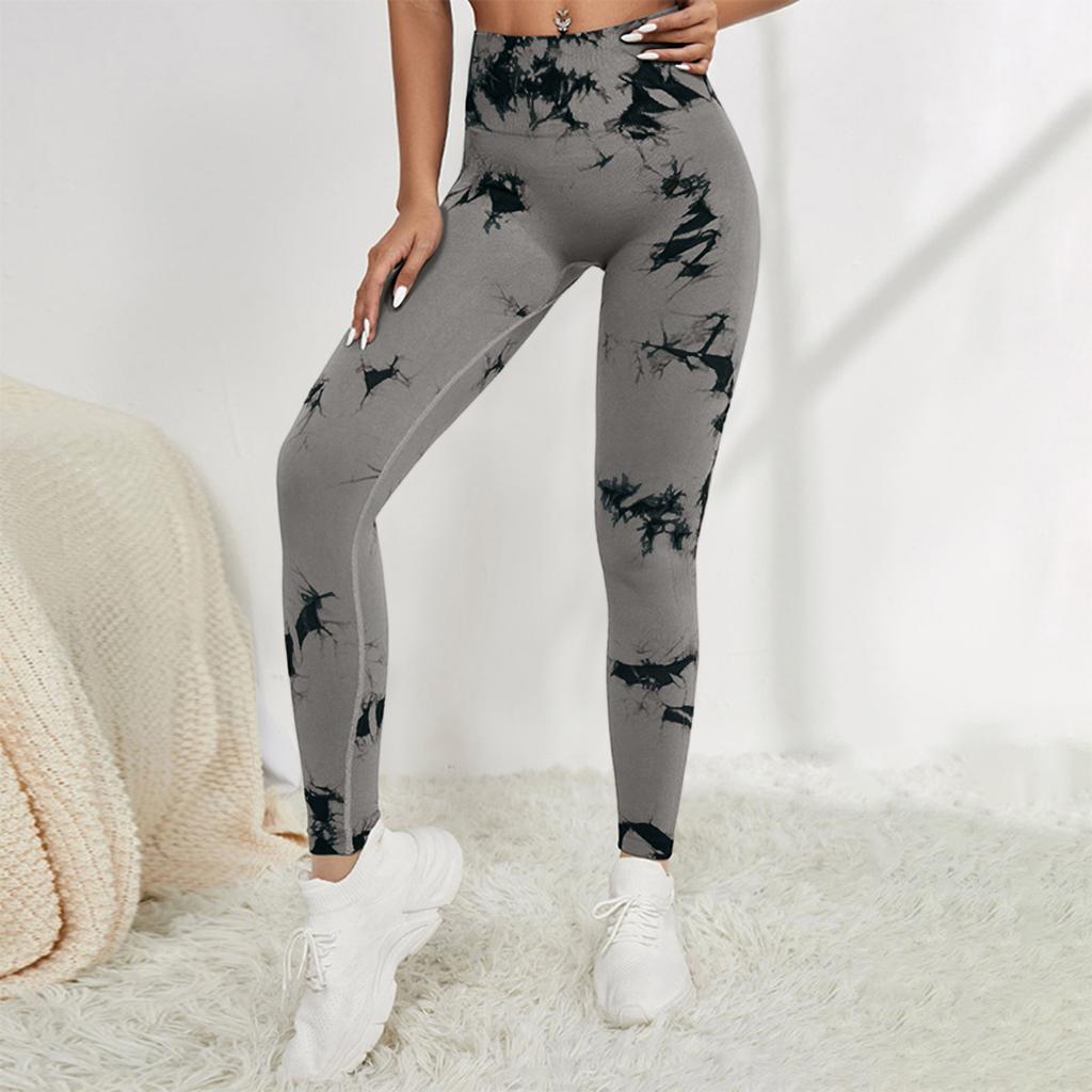 High Waist Tie Dye Yoga Leggings for Women Butt Lifting Workout Seamless Compression Athletic Pants for Gym Fitness Running