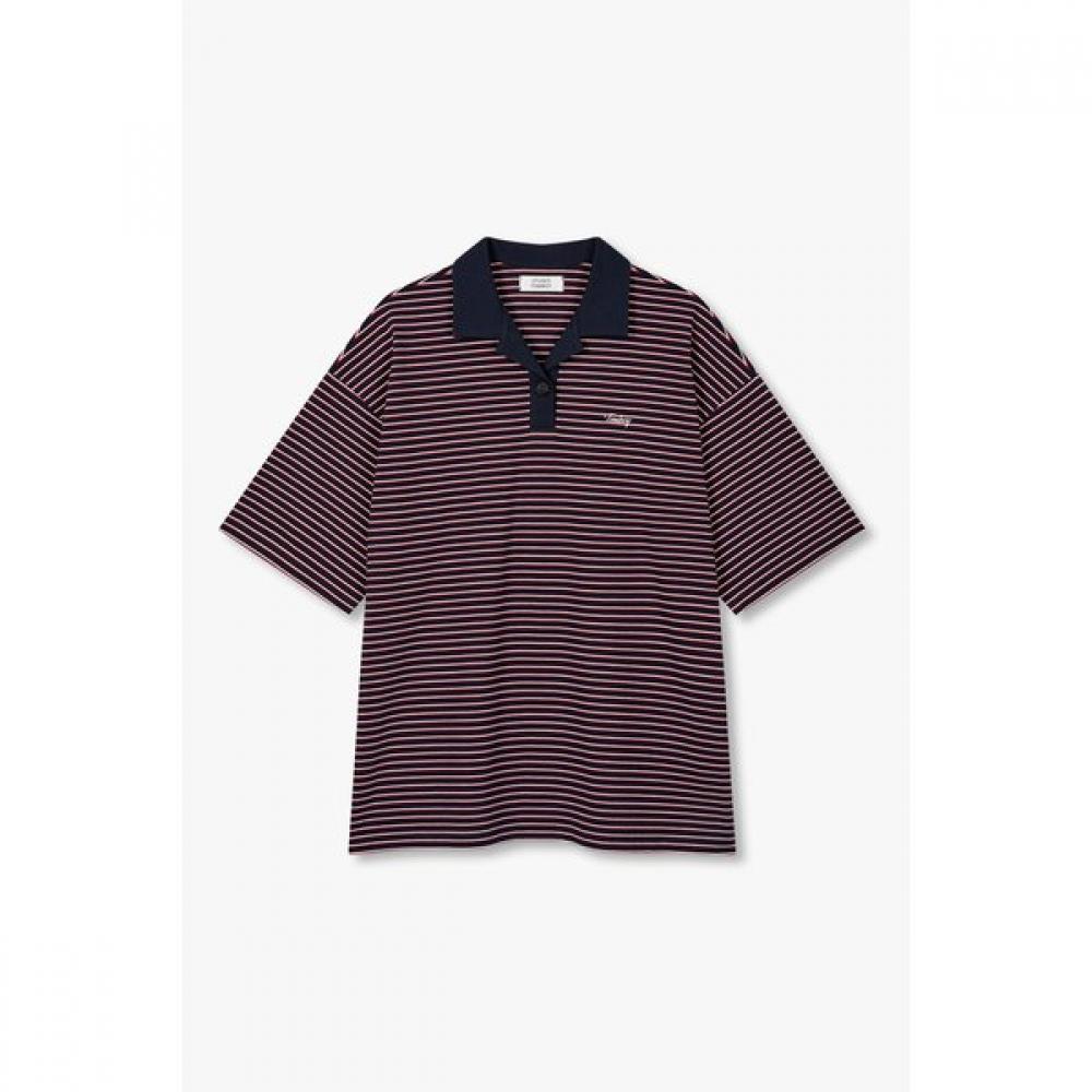 STudio Tomboy STripe Oversized Collared T shirT 9176222997 navy/OS