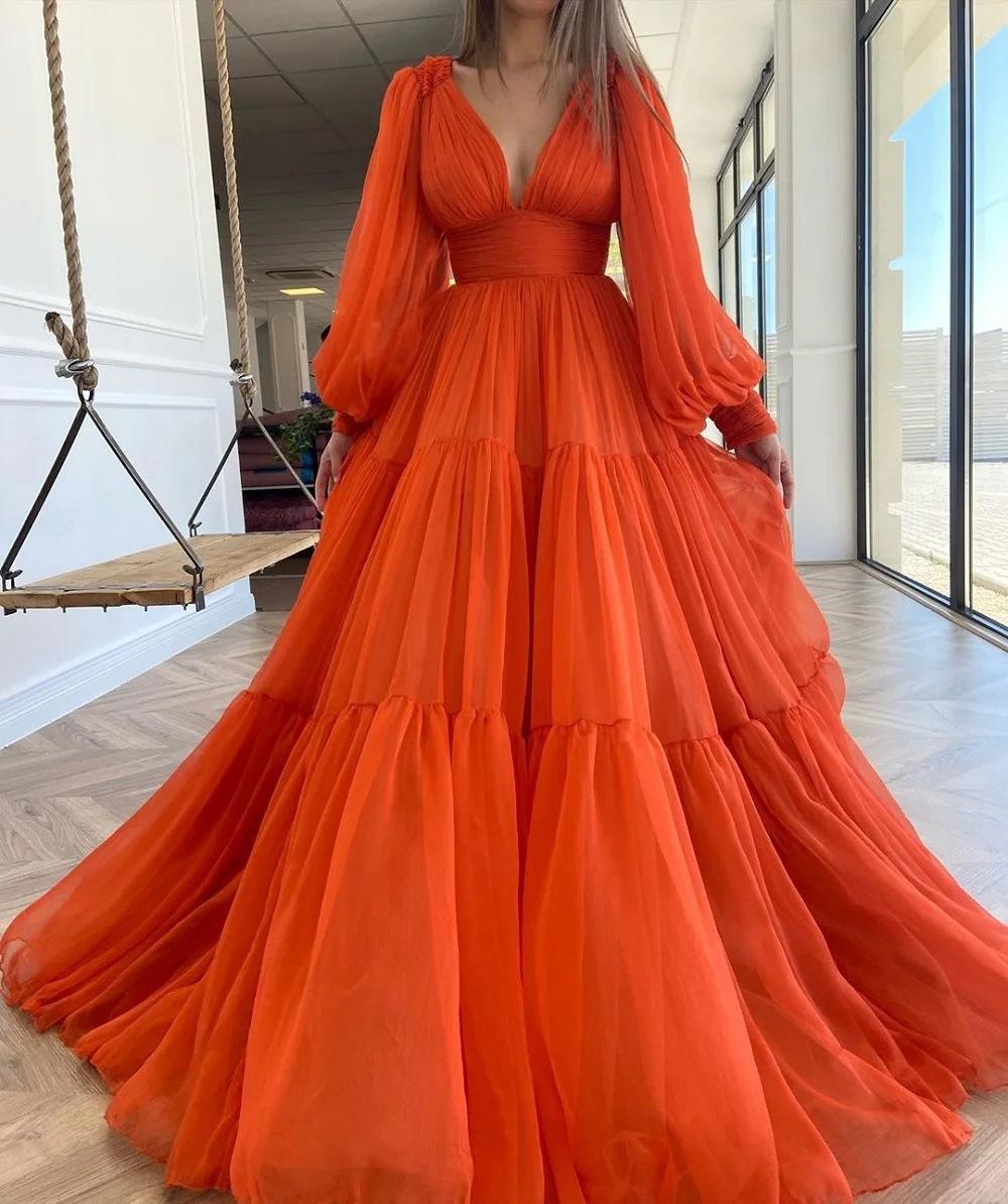 Tulle Princess Ball Dress V-Neck Long