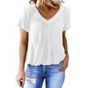 Summer Ladies Solid Colour V-Neck Short Sleeve Top