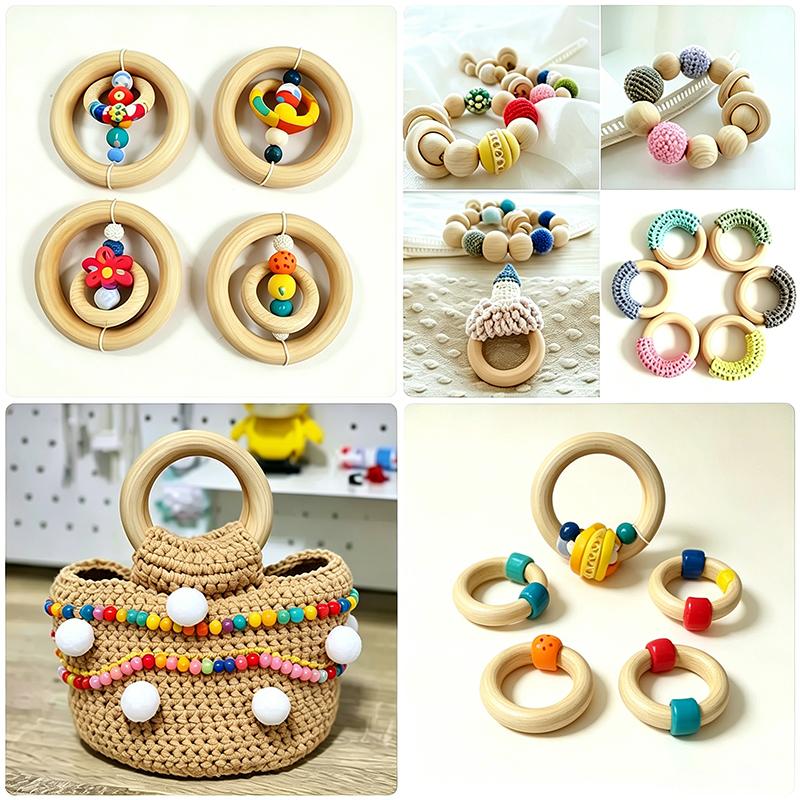 Wooden Rings Wooden Hoops for Craft Wood Rings Circle Macrame Accessories Round DIY Wood Hoops Wood Craft Decoration Woodworking