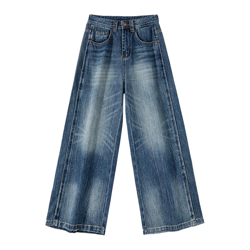 

Women s High-Waisted Wide-Leg Jeans, 2026 Spring/Summer Korean Style, Non-Stretch Petite Nine-Tenth Length Pants M [100-110 lbs]
