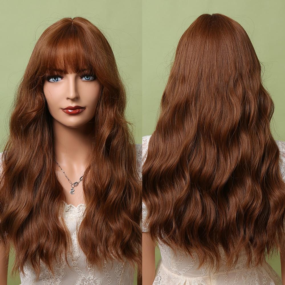 ALAN EATON Long Wavy Synthetic Hair Wigs Cosplay Party Daily Heat Resistant Wigs for Women