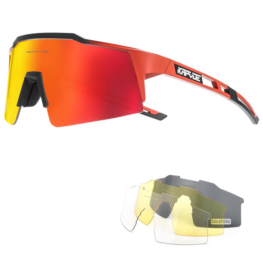 Kapvoe 4lens Cycling Glasses Sunglasses Cycling Goggles Outdoor UV400 Sports Protection MTB Road Mountain Bicycle Drive 4lens