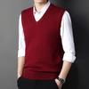 Men's Wool Blend V-Neck Sleeveless Sweater Vest for Middle-Aged and Older Dads