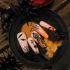 1 Sheet Coffin Press on Nails French Fake Nails Tips Full Cover Acrylic Nails Glossy Horrible Halloween False Nails