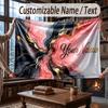 Abstract Geometric Theme Throw Blanket Custom Name Text Personalized Blanket Soft Cozy Blanket for Home Sofa Bed