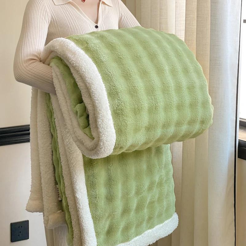Furry Plush Warm Winter Double Layered Blanket Velvet Coral Fleece Flannel Soft Thick Bedspread for Bed Sofa Single Double Size