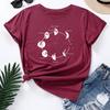 Space Secret Print Loose Round Neck Short Sleeved Pure Cotton Women's T-shirts