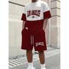 Men's Summer Fashion Letter Printed Round Neck Short Sleeve Set