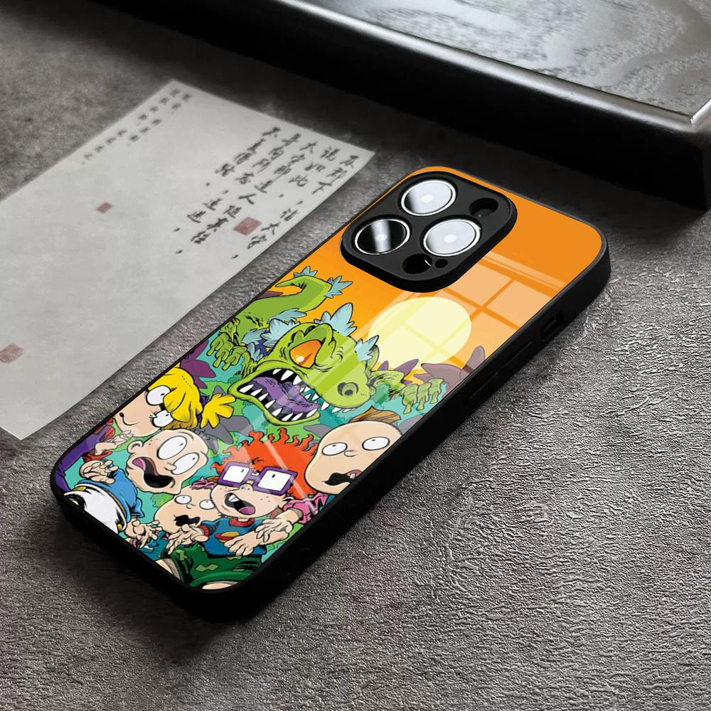 Phone Case For IPhone 17 Pro Max 14 Pro 15 12 11 13 Mini X XR XS 16 Plus SE Glass Cover Boy & Girl Rugrats Chuckie's