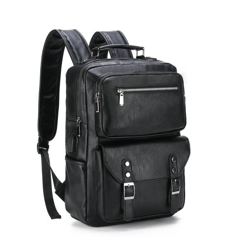 Мужской повседневный деловой рюкзак для ноутбука из ПУ-кожи