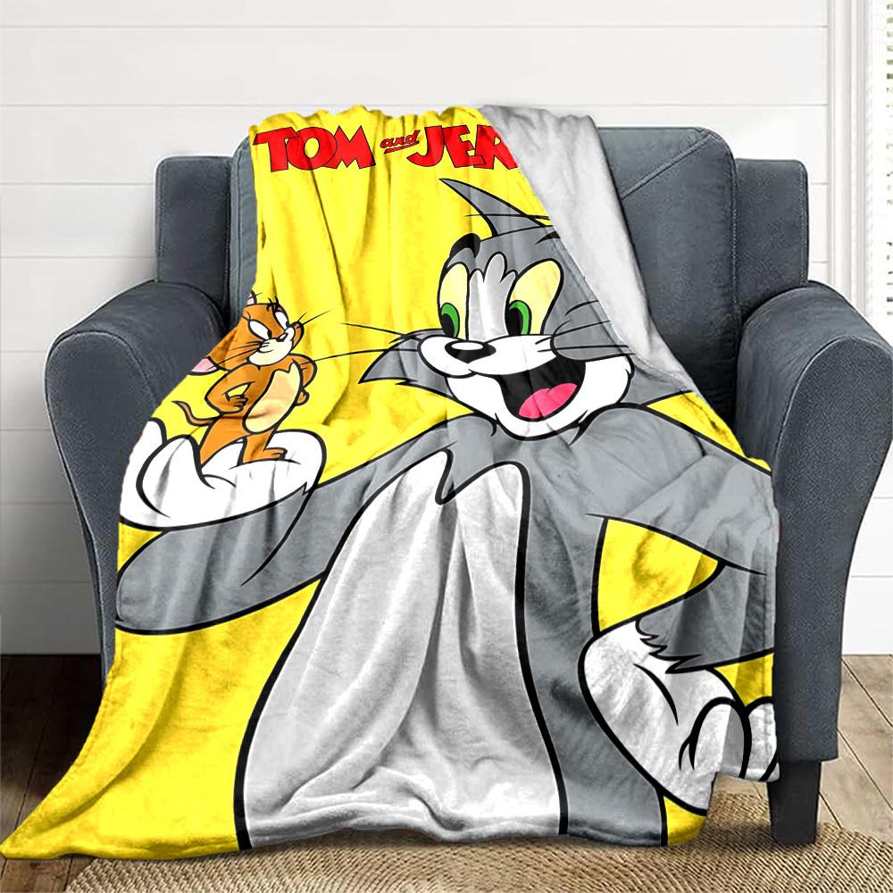 

1pc Tom, Jerry Blanket Lightweight Flannel Throw For Sofa, Bed, Travel, Livingroom, Office, Couch, Chair, And Bed 80x120cm
