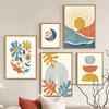 Boho Sonne Blätter Linie Regenbogen Blume Geometrie Abstrakt Poster Drucke Leinwand Malerei Wandkunst Bilder Für Wohnzimmer Dekor