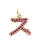 Mezmic Korean Consonant Pendant - 18K Yellow Gold Plated Pink Cz
