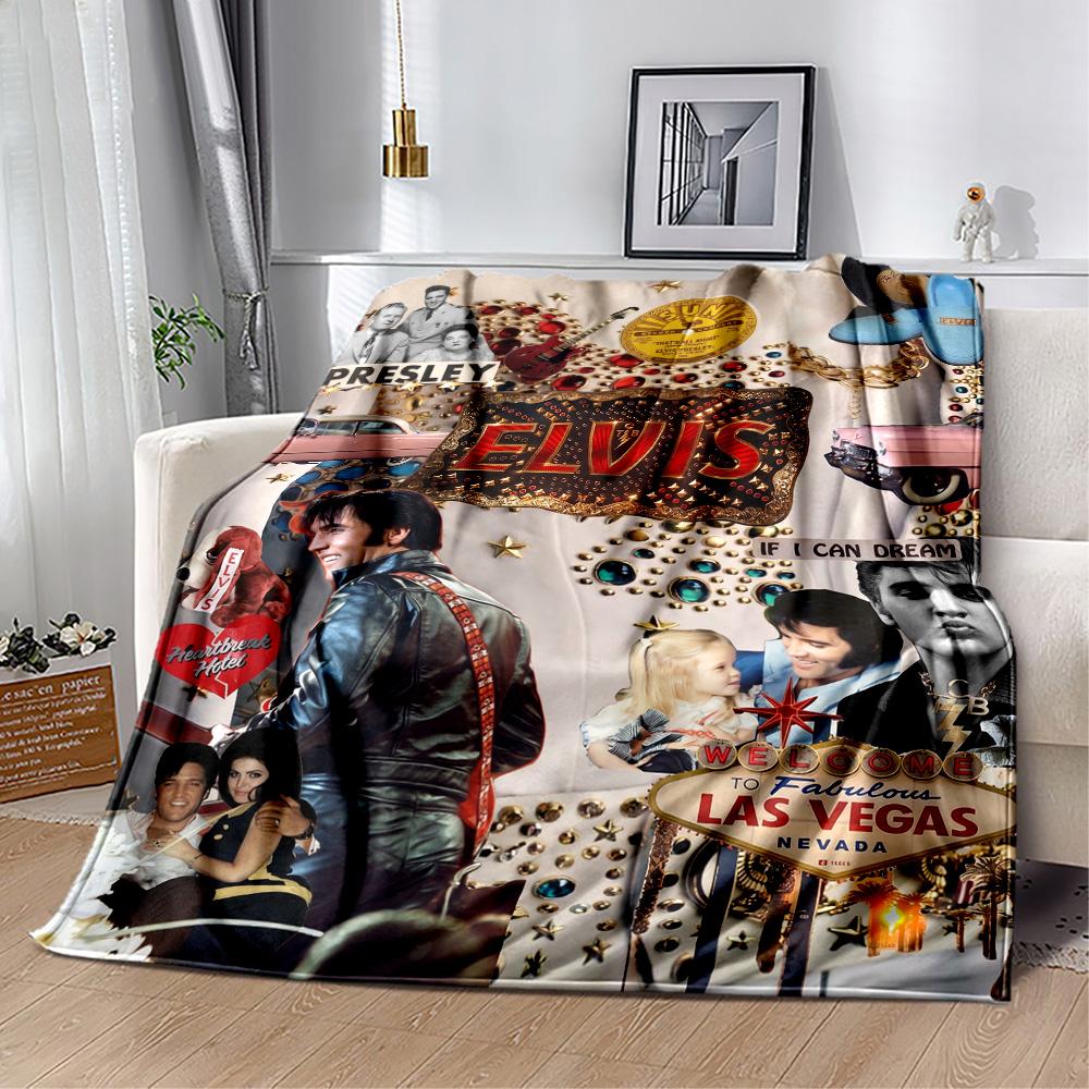 Elvis Presley Las Vegas Blanket Comfortable Perfect for Office Chair Seaside Chair Four Seasons Multipurpose Stylish Decor