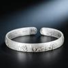 S999Pure Silver Lotus Heart Sutra Bracelet, Matte Silver Tassel Buddhist Sutra Open Bangle, Silver Jewelry Bracelet for Women