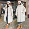 Large size winter thickened long over-the-knee loose version cotton clothes fashionable new warm women's hooded jacket