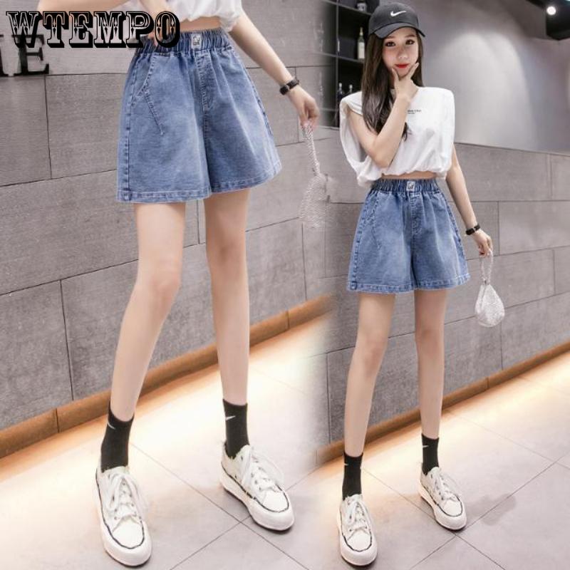 WTEMPO Джинсовые шорты женские летние свободные дышащие широкие брюки с высокой талией — фото 5