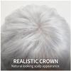Peluca Sintética Blanca Plateada Corta Recta para Mujer, Fibra de Alta Temperatura, Raya Lateral para Mujeres de Mediana Edad, Gorro Ajustable para Uso Diario, Stock Disponible