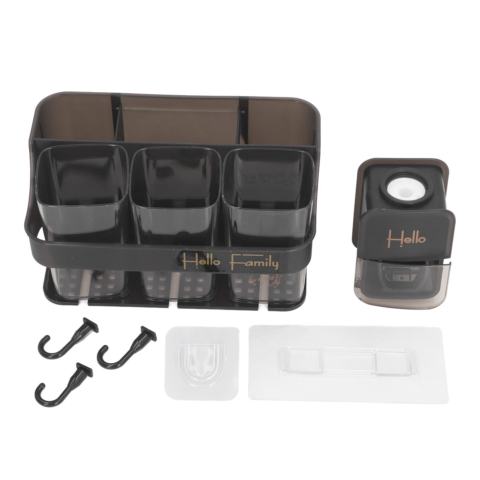 

Держатель зубной щетки с дозатором зубной пасты Настенный монтаж без следов, экономия места, водонепроницаемый для ванны 3 Cups