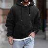 New Autumn Men's Plus Size Casual Jacket Jacquard Hooded Solid Color Lace Up Long Sleeved Sweatshirt for Men